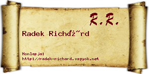 Radek Richárd névjegykártya